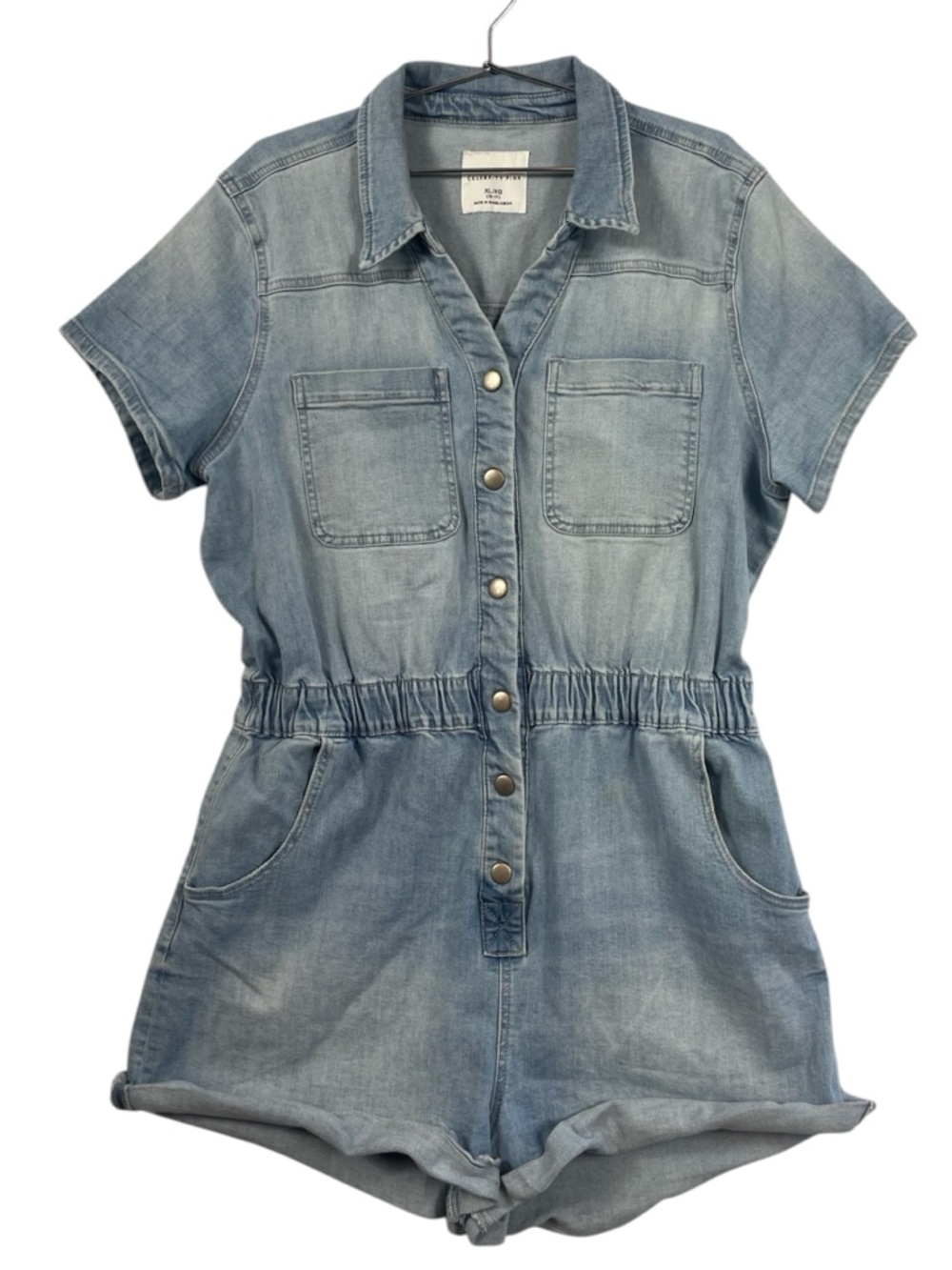 Celebrity Pink Light Wash Denim Short Sleeve Romper